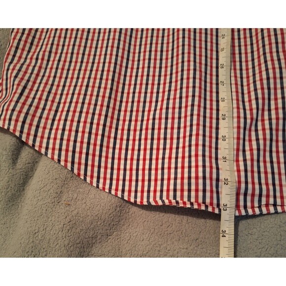 NORDSTROM RACK Long Sleeve Men 16.5 34/35 Traditional Fit Rd/Blk/Wht Gingham - Picture 10 of 13